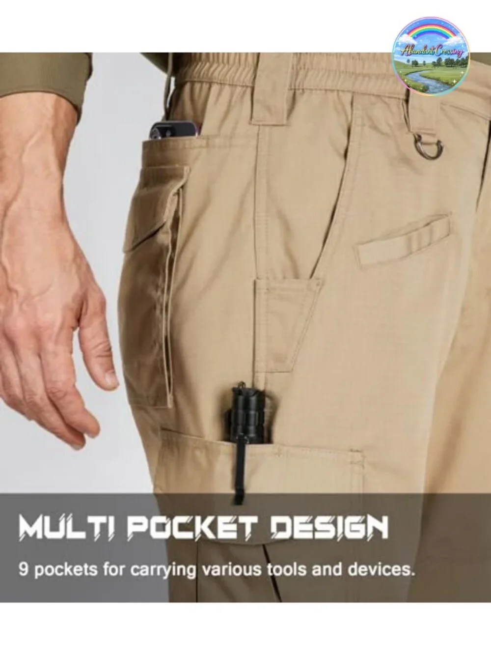 Men's Ripstop Cargo Tactical Pants 9 Pockets Water Resistant Work Hiking